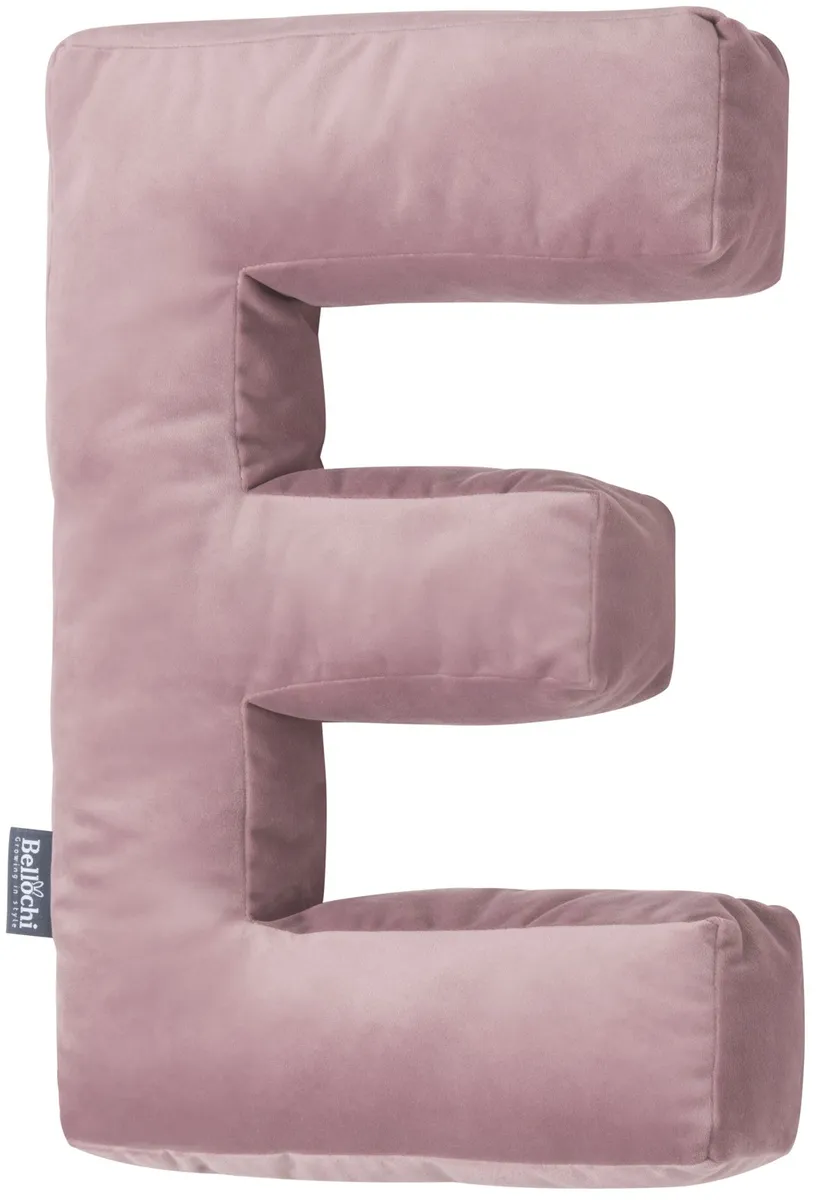Díszpárna az ‘E’ betű formájában rózsaszín színben