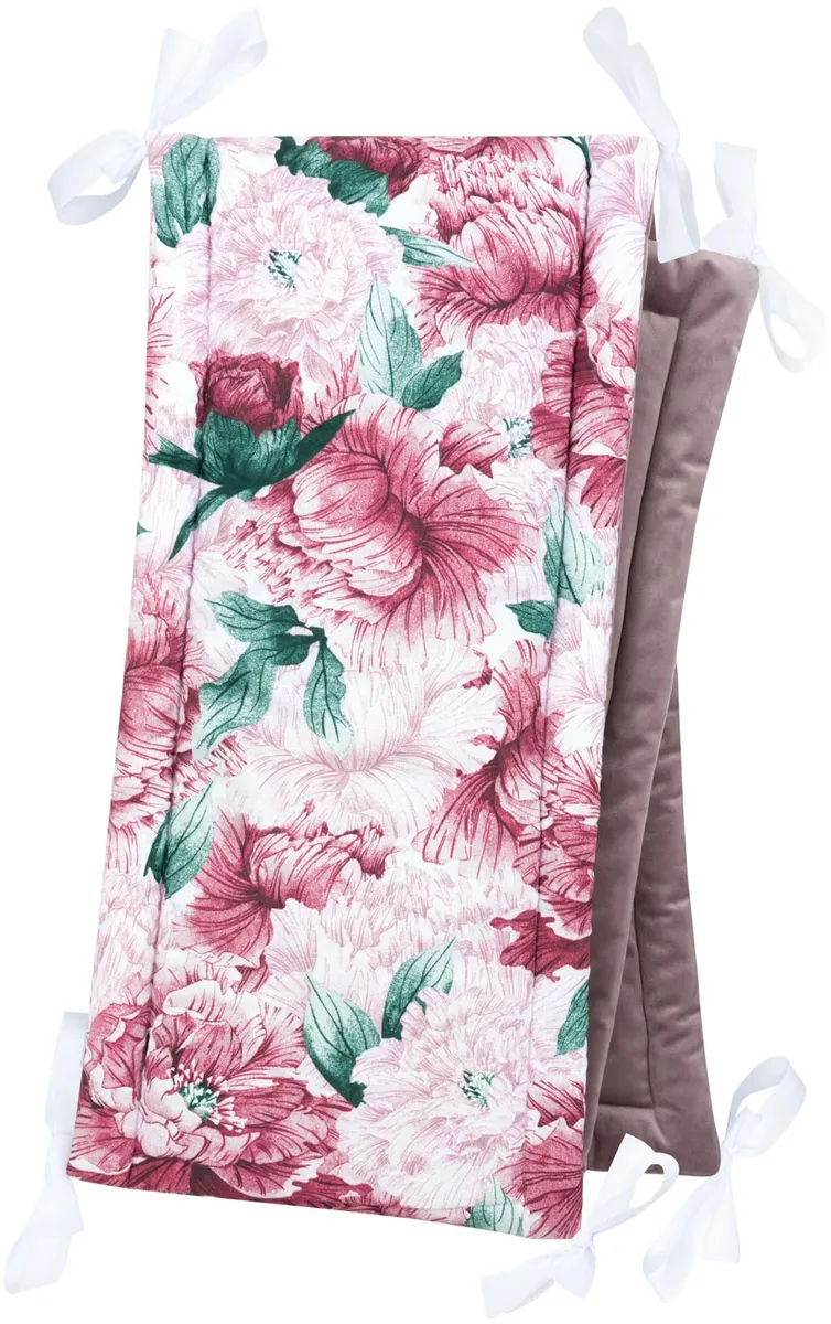 Bölcső ütközővédelem 180×30 cm Rózsaszín Pünkösdi rózsa – Pink Peony