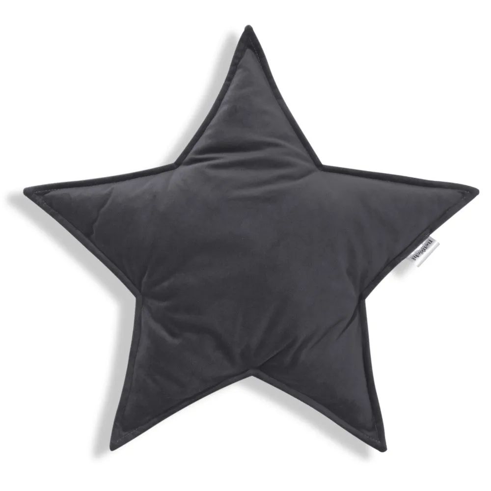 Díszítő csillag alakú párna, sötétszürke