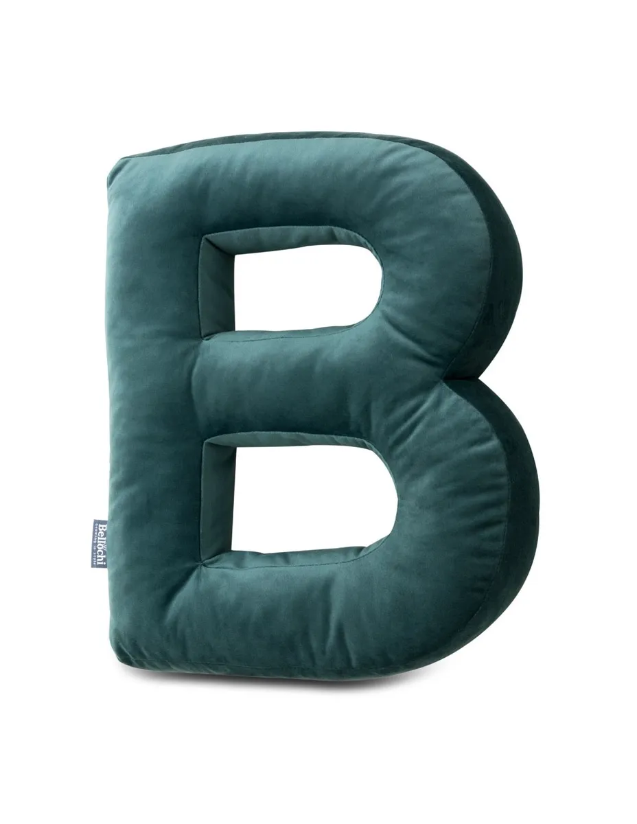 Díszítő bársony betű párna B alakú sötétzöld